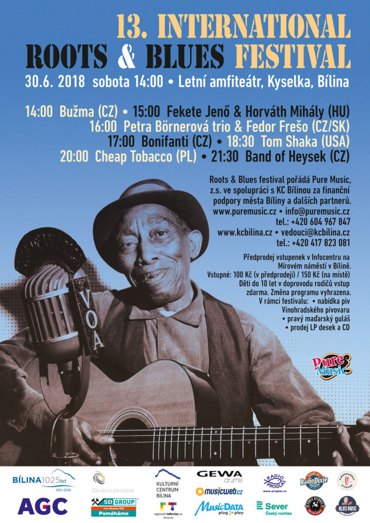 Festival Roots & Blues 2018 na troch scénach 13. ročník festivalu Roots & Blues Festival 2018 se uskuteční v Bíline