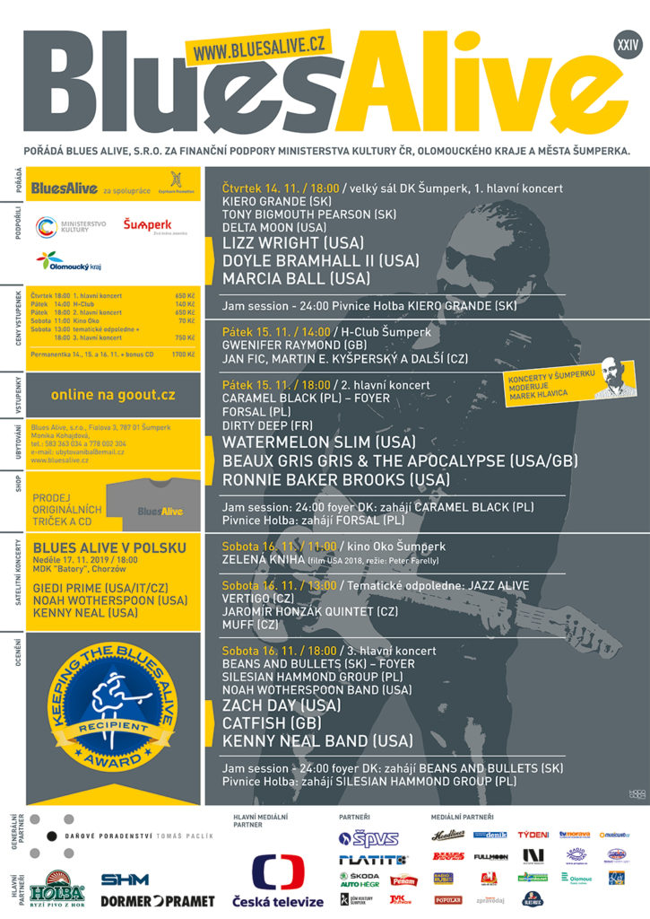 Mezinárodní hudební festival Blues Alive 2019 se uskuteční od 14. do 16. listopadu v Domě kultury Šumperk Festival Blues Alive 2019 Šumperk